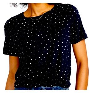 Old Navy Black & White Luxe Polka Dot Top, Size Large